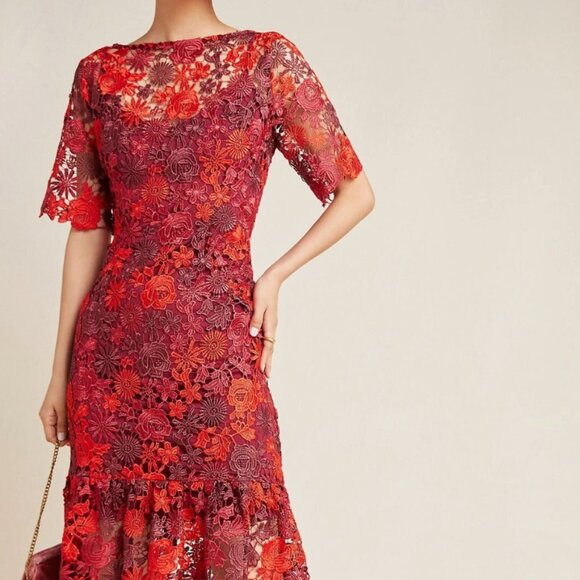 NWT ANTHROPOLOGIE BRIGITTE EMBROIDERED LACE FLORAL DRESS by EVA FRANCO Size 2 - Picture 2 of 5
